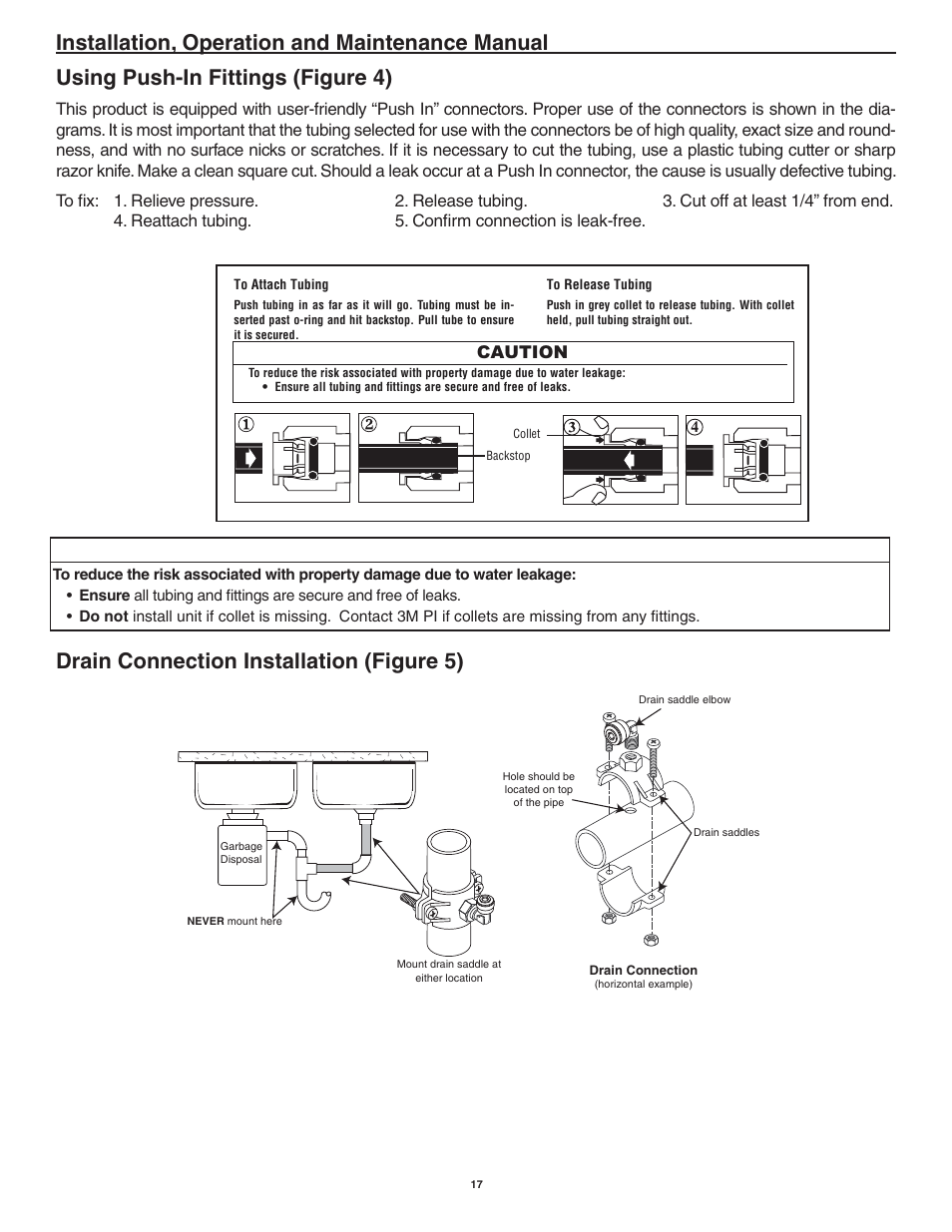 Caution drain connection installation (figure 5) | Aqua-Pure AP-RO5500 User Manual | Page 18 / 20