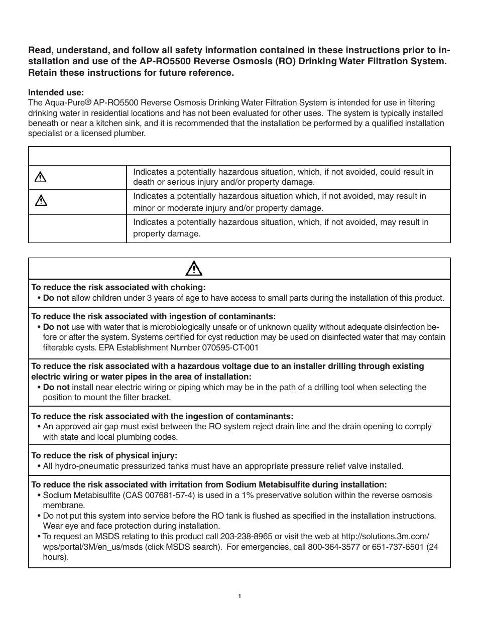 Warning, Safety information, Explanation of signal word consequences | Aqua-Pure AP-RO5500 User Manual | Page 2 / 20