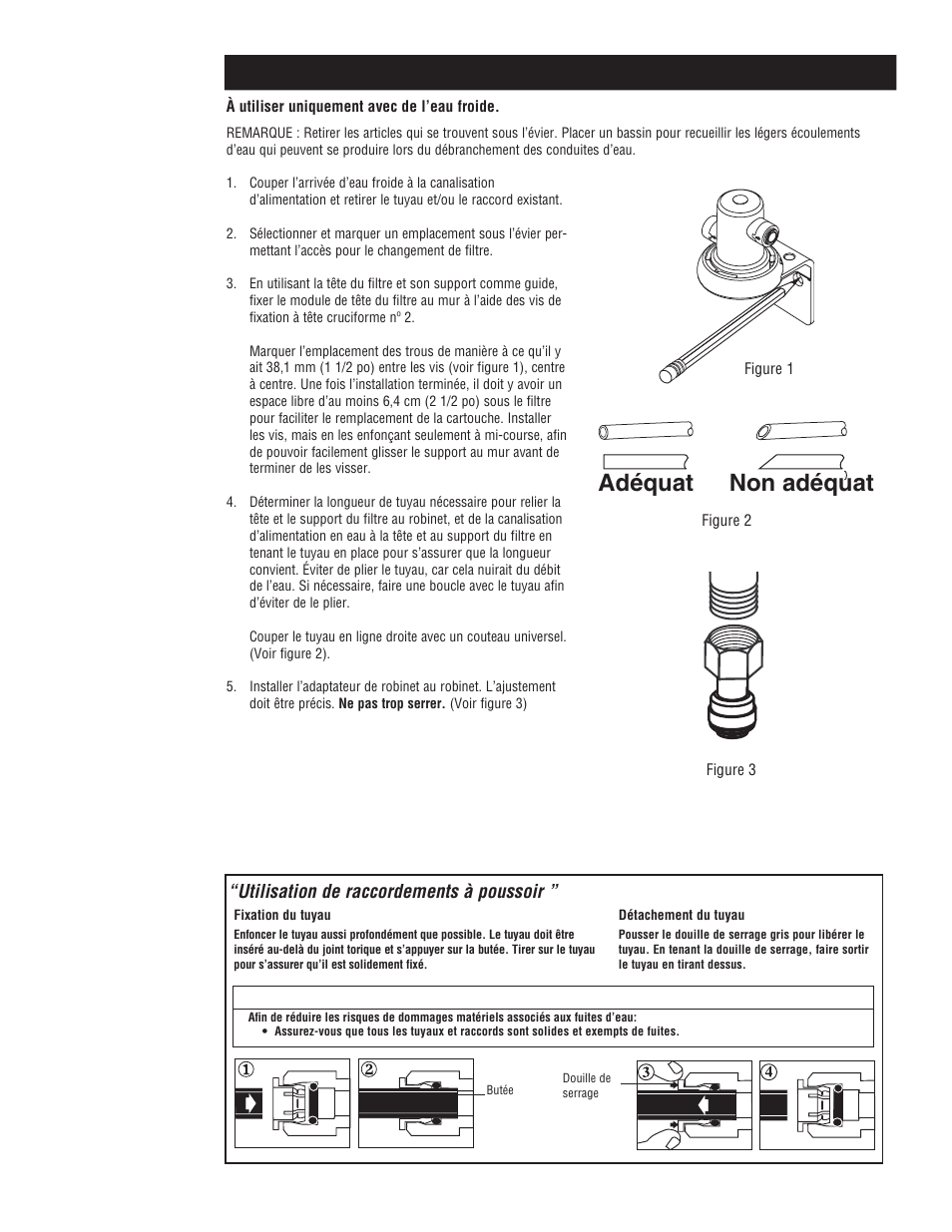 Adéquat non adéquat, Directives d’installation | Aqua-Pure Cyst-FF User Manual | Page 13 / 16