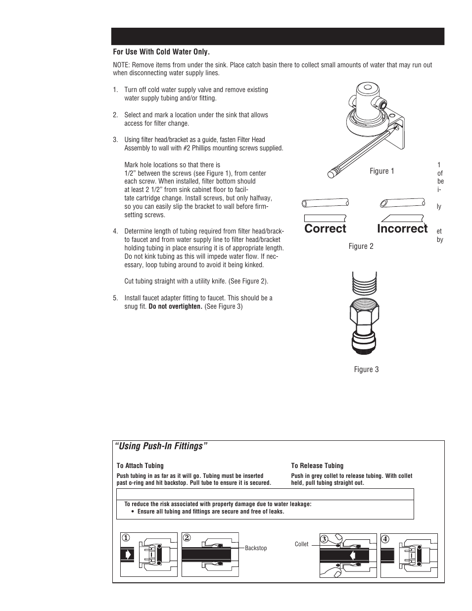 Correct incorrect, Installation instructions | Aqua-Pure Cyst-FF User Manual | Page 5 / 16