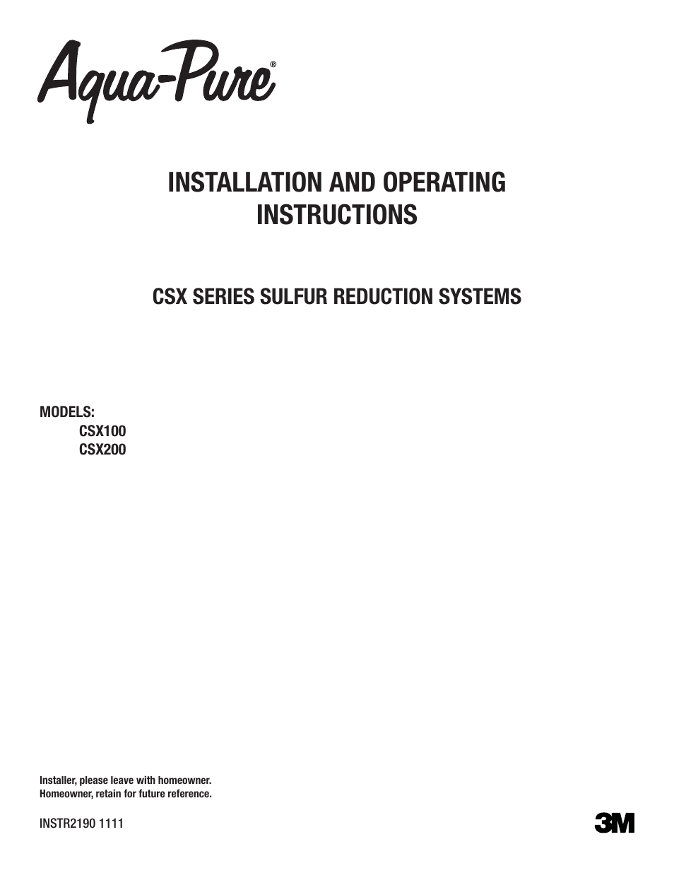 Aqua-Pure CSX200 User Manual | 28 pages