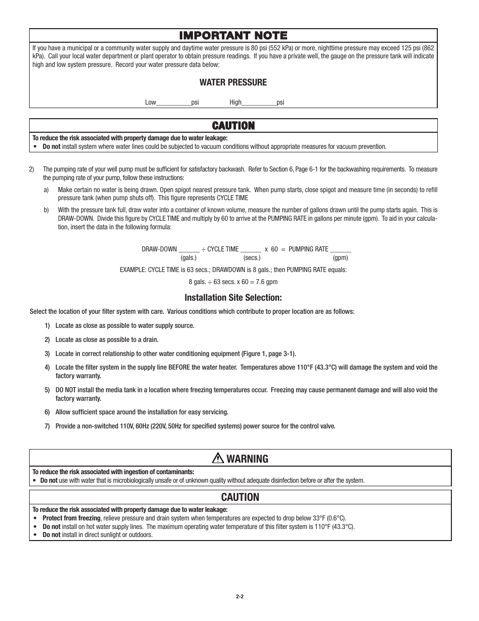 Warning, Caution | Aqua-Pure CSX200 User Manual | Page 6 / 28