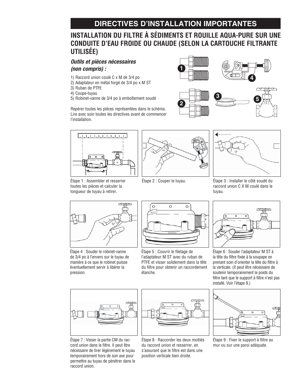 Directives d’installation importantes | Aqua-Pure SST2HB User Manual | Page 15 / 20