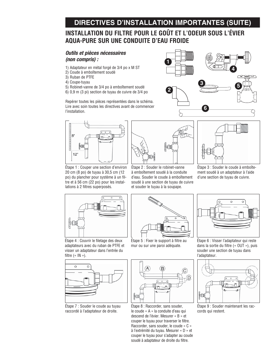 Directives d’installation importantes (suite) | Aqua-Pure SST2HB User Manual | Page 16 / 20