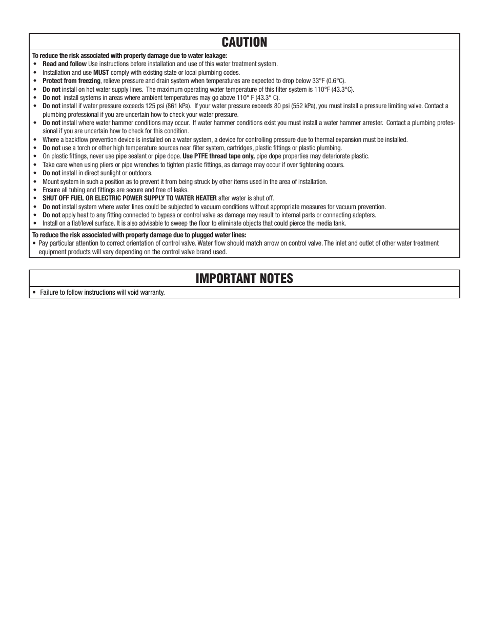 Caution | Aqua-Pure APIF100 User Manual | Page 3 / 36