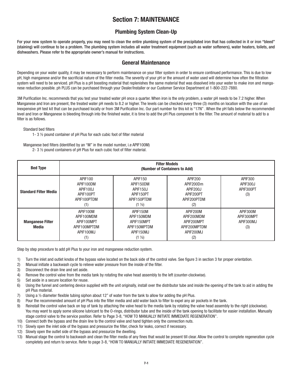 Plumbing system clean-up, General maintenance | Aqua-Pure APIF100 User Manual | Page 32 / 36