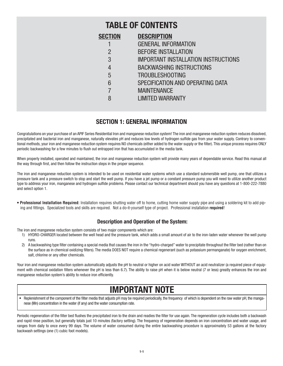Aqua-Pure APIF100 User Manual | Page 4 / 36