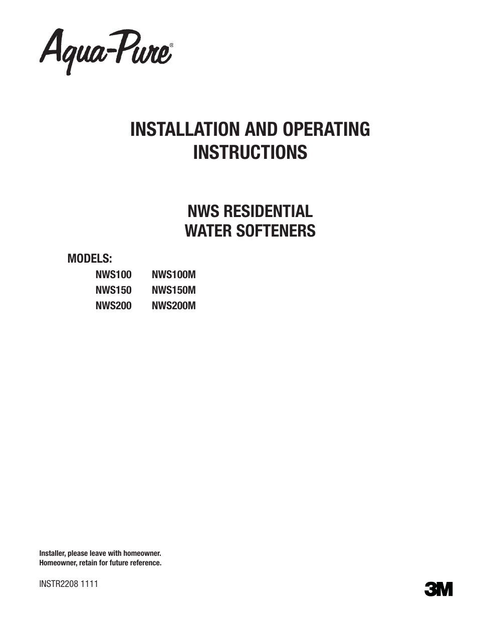 Aqua-Pure NWS200 User Manual | 24 pages