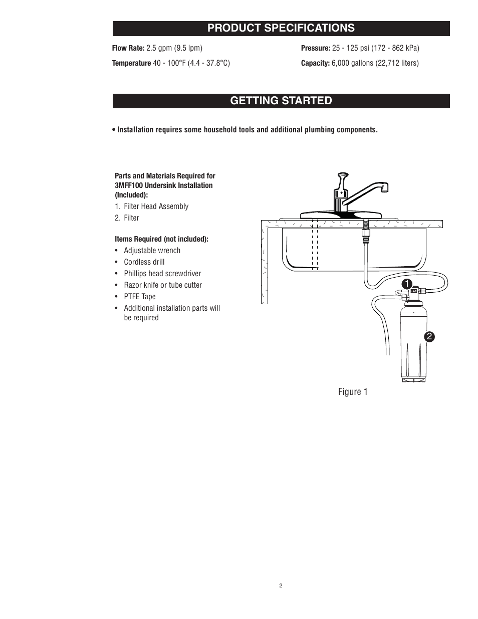 Getting started product specifications | Aqua-Pure 3MFF100 User Manual | Page 4 / 8