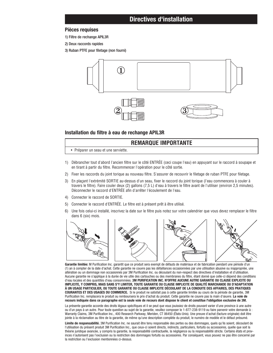 Directives d'installation | Aqua-Pure APIL3R User Manual | Page 7 / 8