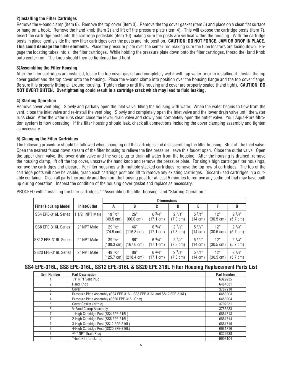 Aqua-Pure SS20 EPE-316L User Manual | Page 5 / 8