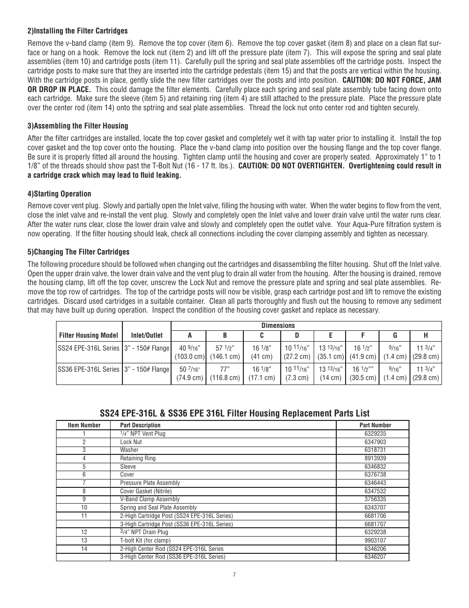 Aqua-Pure SS20 EPE-316L User Manual | Page 7 / 8