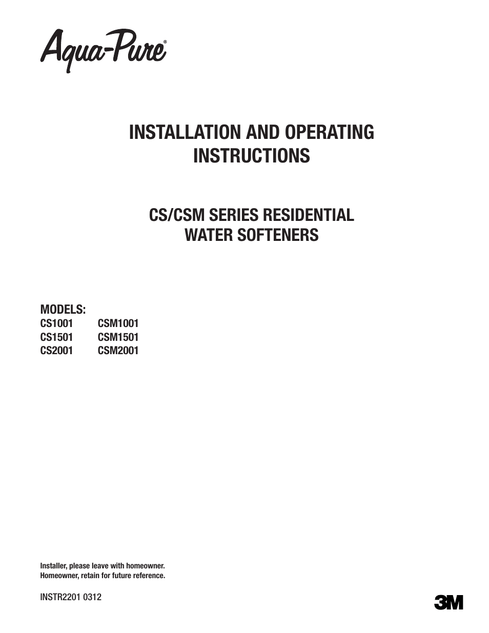 Aqua-Pure CSM1501 User Manual | 24 pages