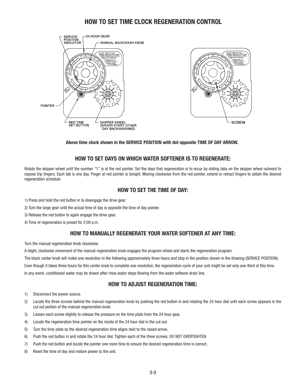 How to set time clock regeneration control | Aqua-Pure CSM1501 User Manual | Page 12 / 24