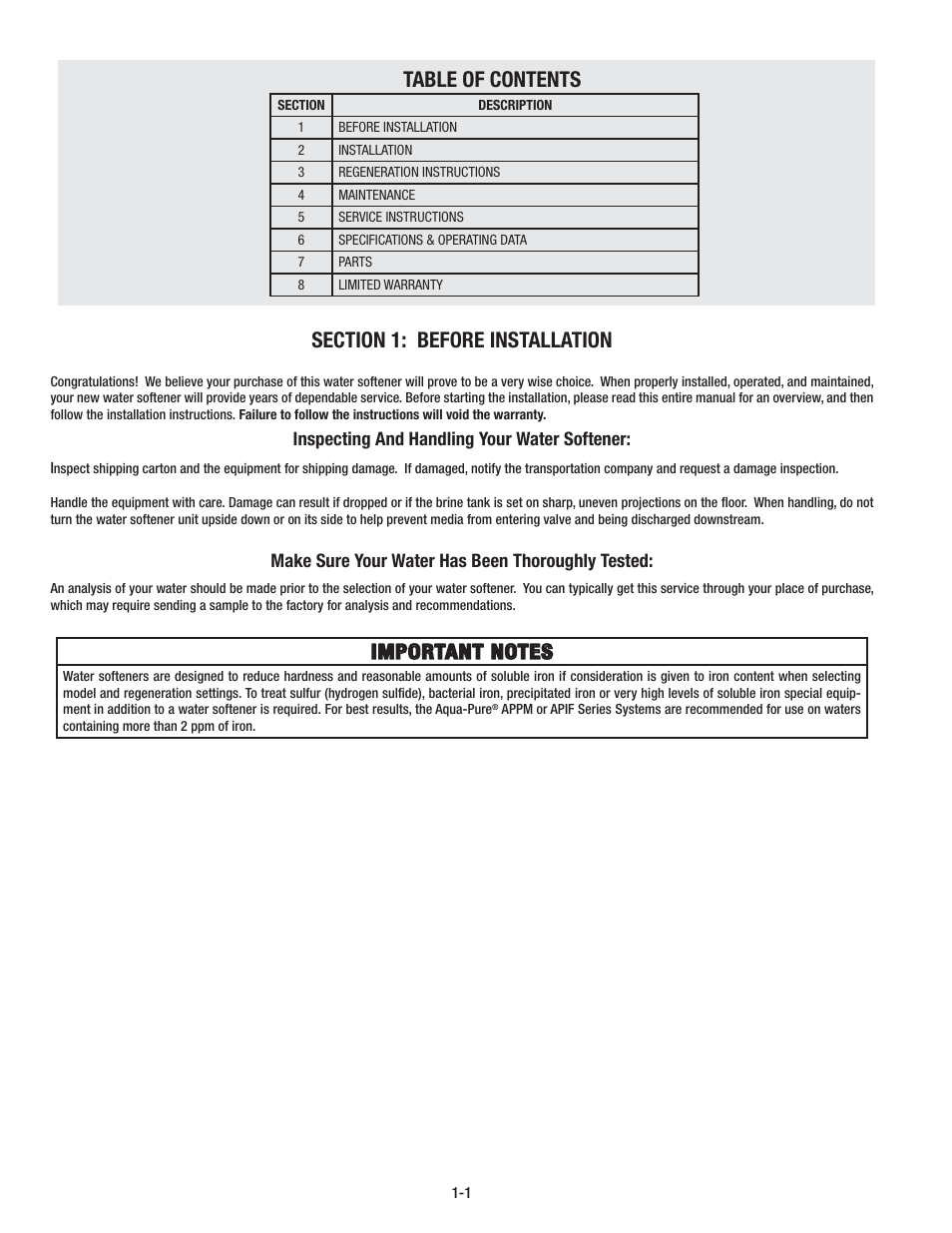 Aqua-Pure CSM1501 User Manual | Page 3 / 24