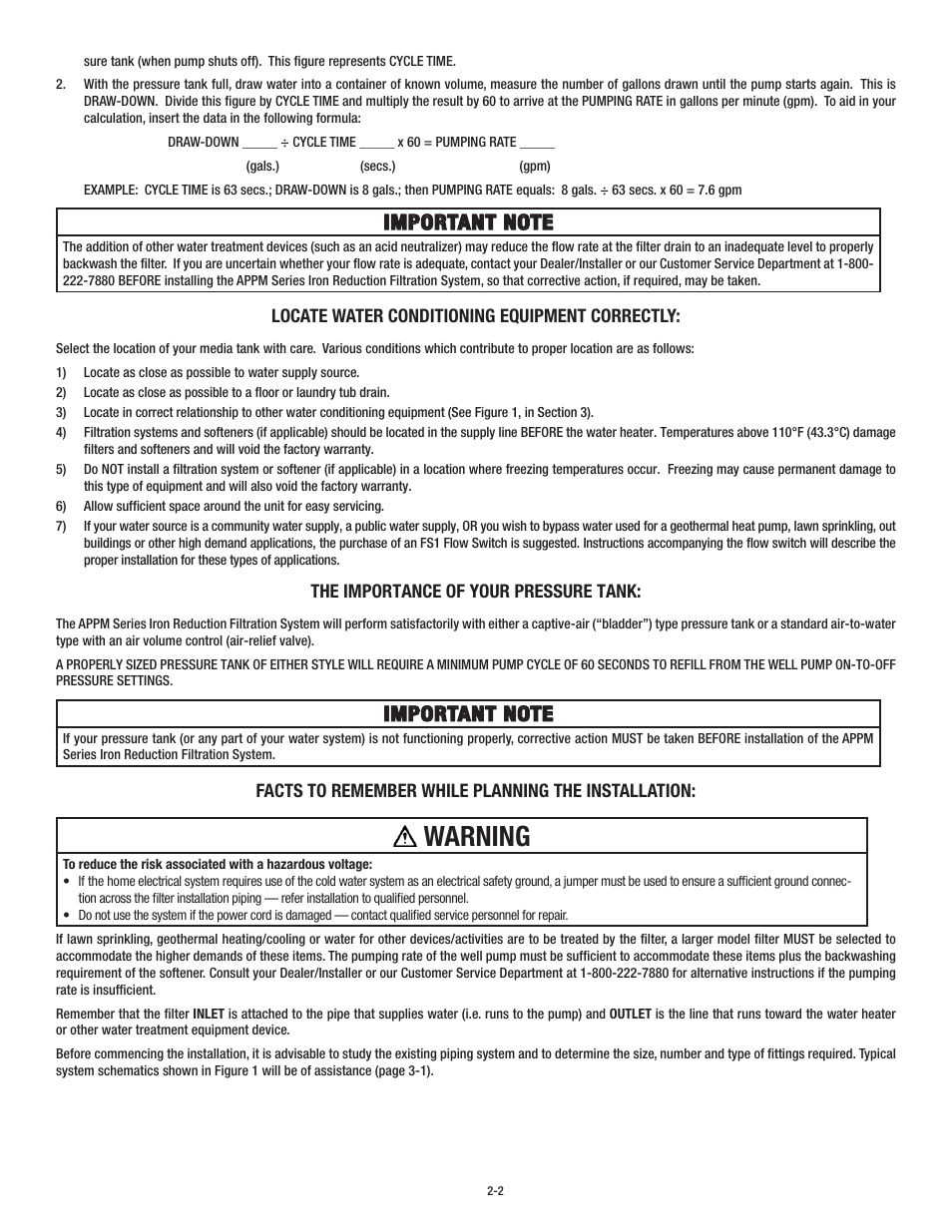 Warning | Aqua-Pure APPM150 User Manual | Page 6 / 32