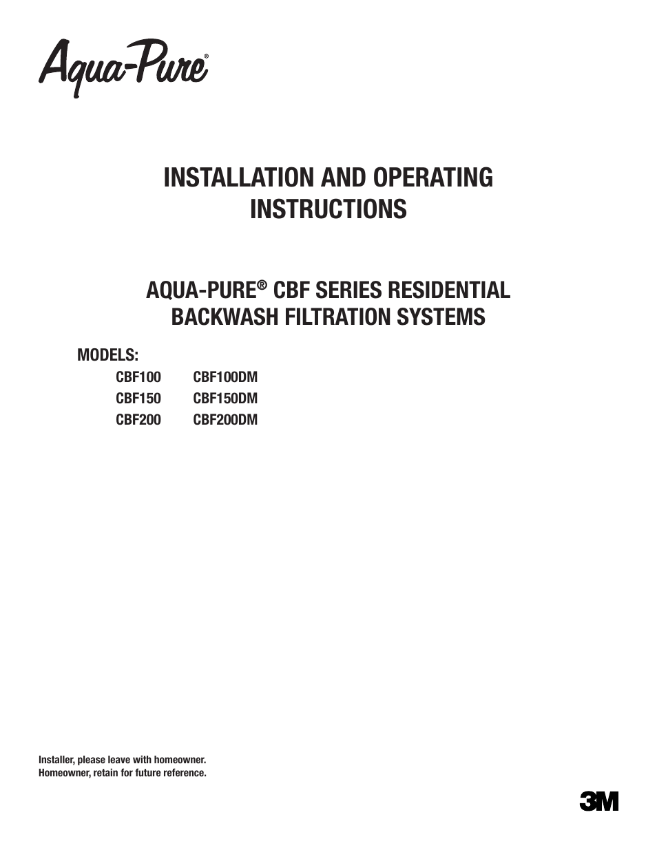 Aqua-Pure CBF150 User Manual | 24 pages