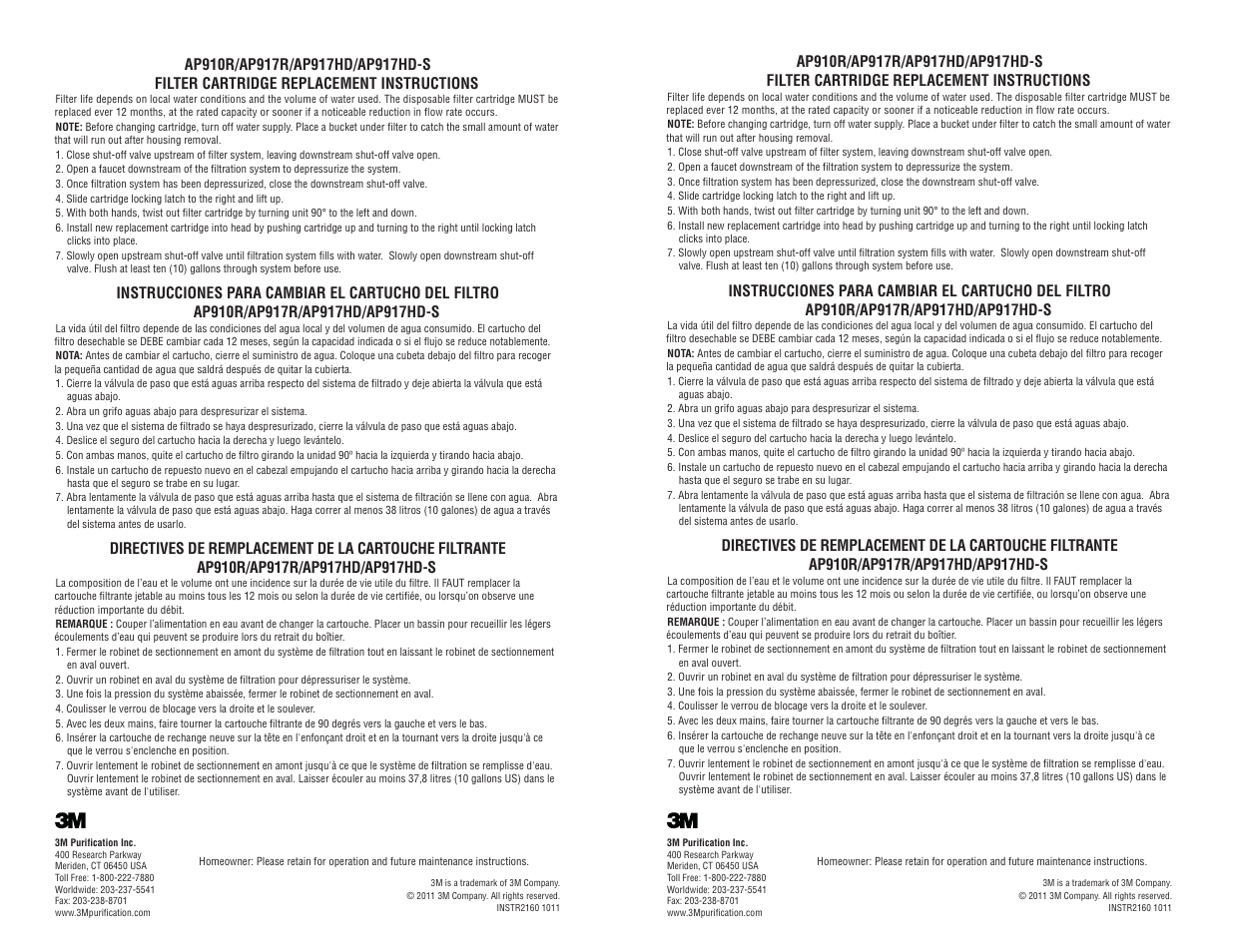Aqua-Pure AP917HD User Manual | 2 pages