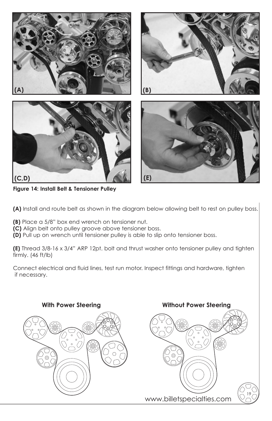 Billet Specialties Premium Tru Trac Serpentine System - Big Block Ford User Manual | Page 19 / 20