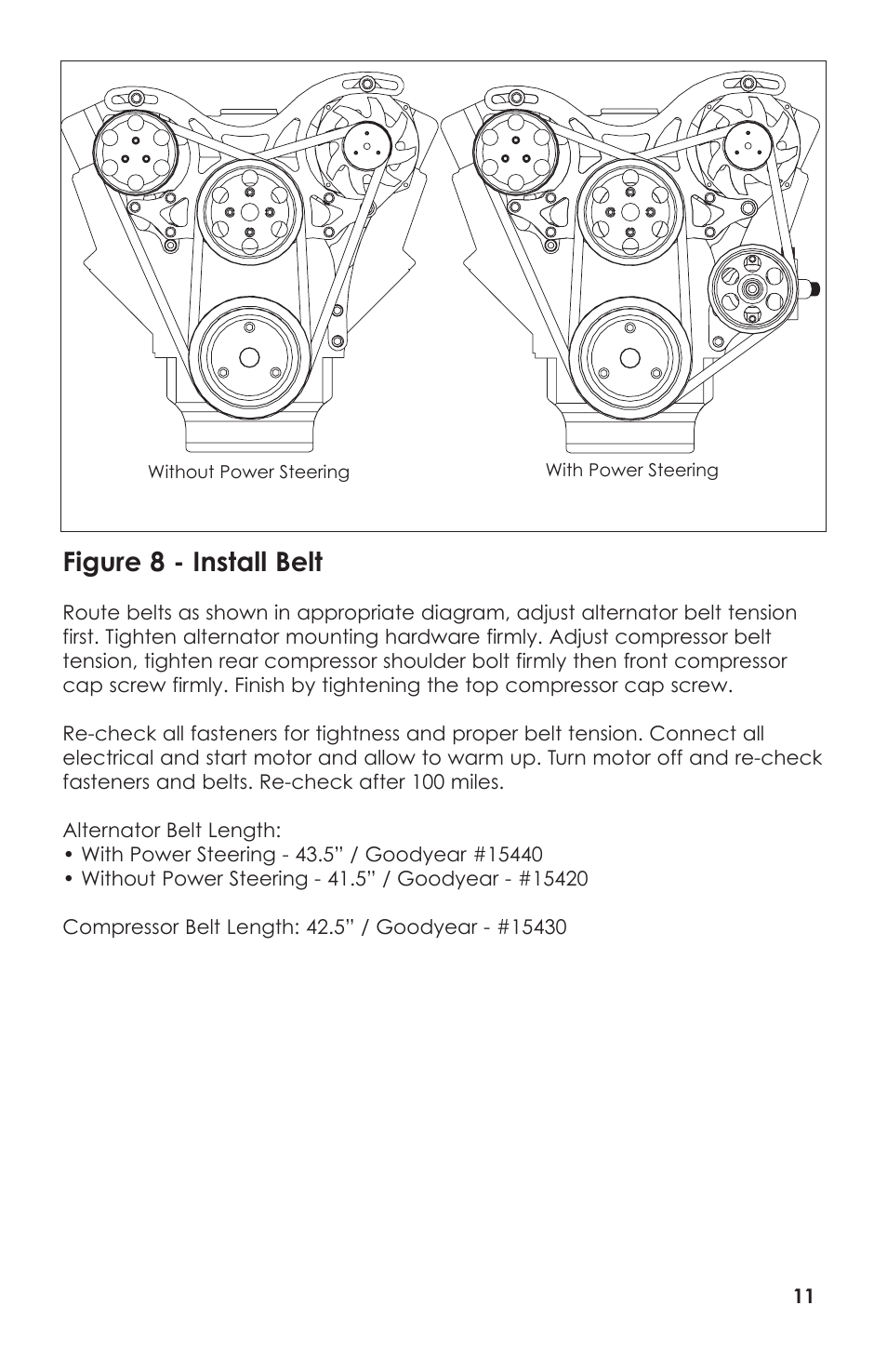 Figure 8 - install belt | Billet Specialties V-Trac Pulley System - Small Block Chevy User Manual | Page 11 / 12