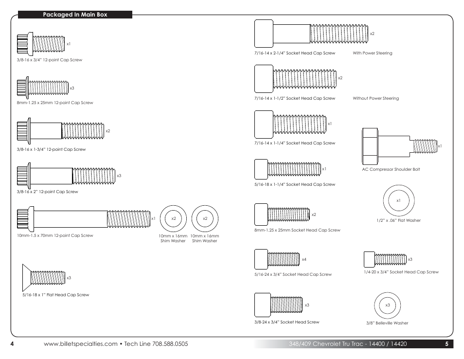 Billet Specialties Premium Tru Trac Serpentine System - 348__409 Chevy User Manual | Page 3 / 11