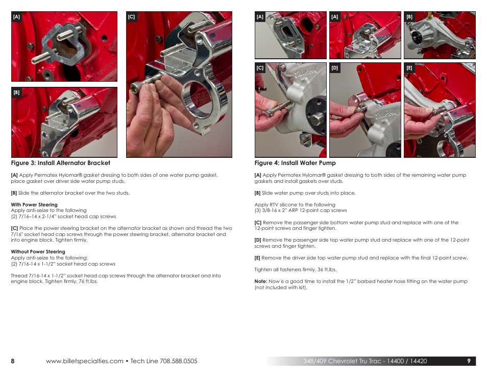 Billet Specialties Premium Tru Trac Serpentine System - 348__409 Chevy User Manual | Page 5 / 11