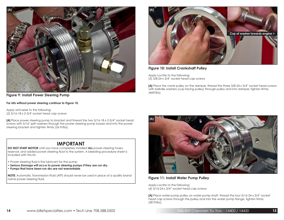 Important | Billet Specialties Premium Tru Trac Serpentine System - 348__409 Chevy User Manual | Page 8 / 11