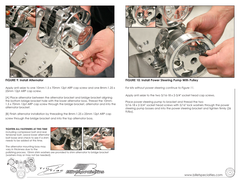 Billet Specialties Premium Tru Trac Serpentine System - FE Ford User Manual | Page 8 / 11