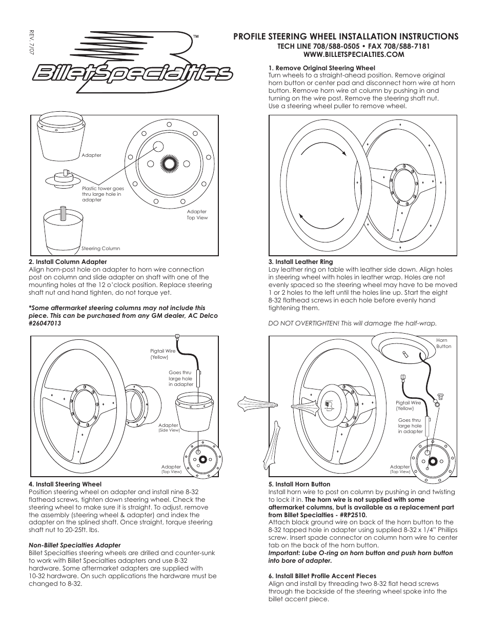 Billet Specialties Rail - 15.5" User Manual | 1 page