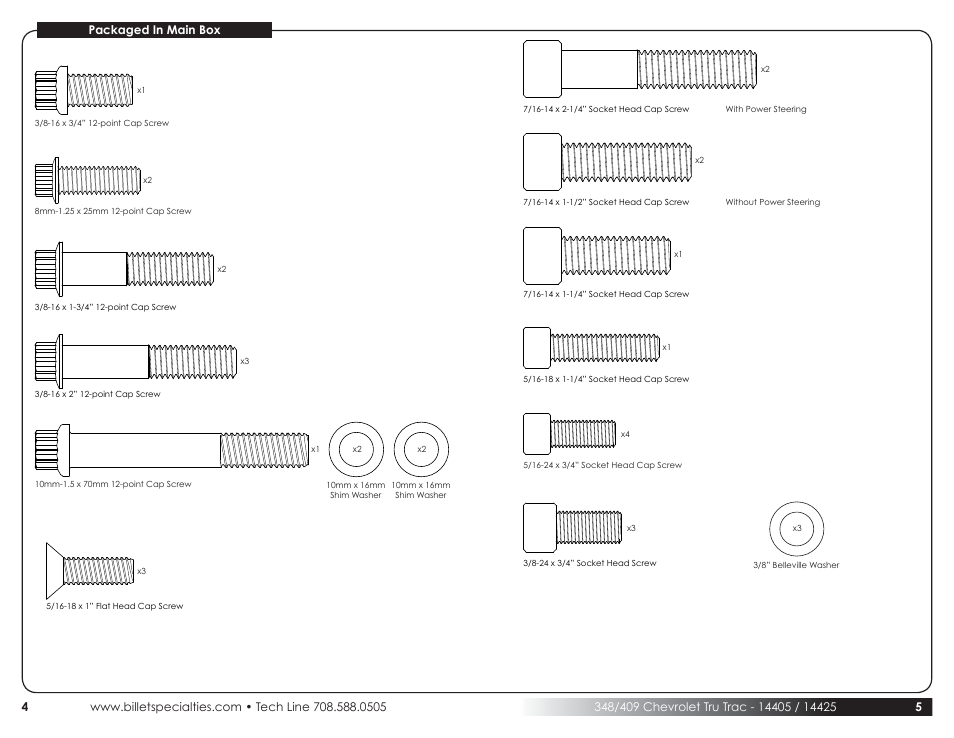 Billet Specialties Premium Tru Trac Serpentine System - 348__409 Chevy User Manual | Page 3 / 9