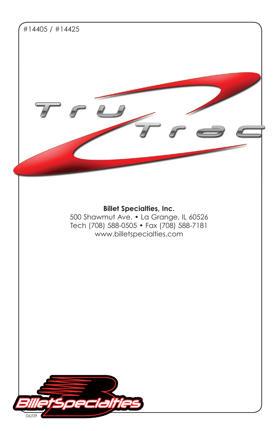 Billet Specialties Premium Tru Trac Serpentine System - 348__409 Chevy User Manual | Page 9 / 9