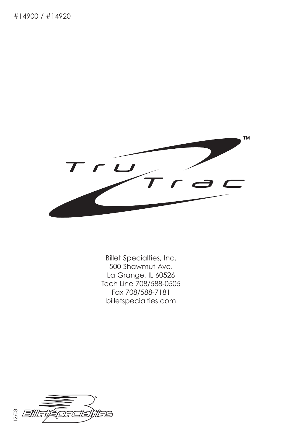 Billet Specialties Premium Tru Trac Serpentine System - Pontiac User Manual | Page 11 / 11