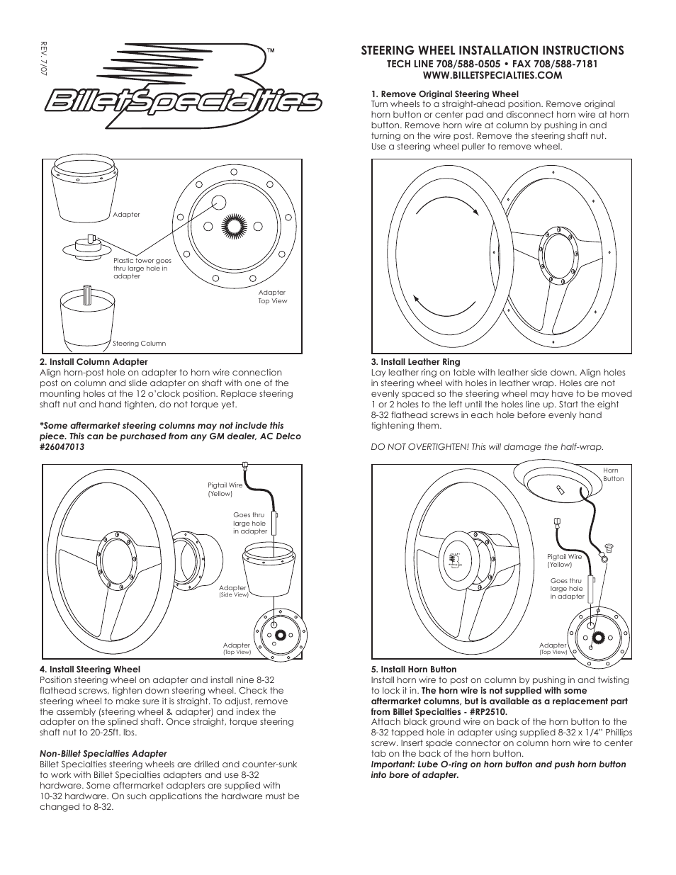 Billet Specialties Classic - 15.5" User Manual | 1 page