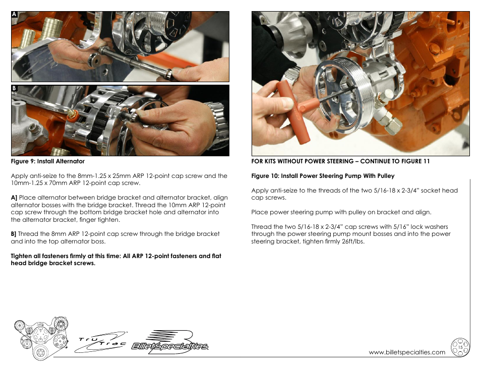 Billet Specialties Premium Tru Trac Serpentine System - Small Block Chrysler, LA__Magnum User Manual | Page 8 / 11