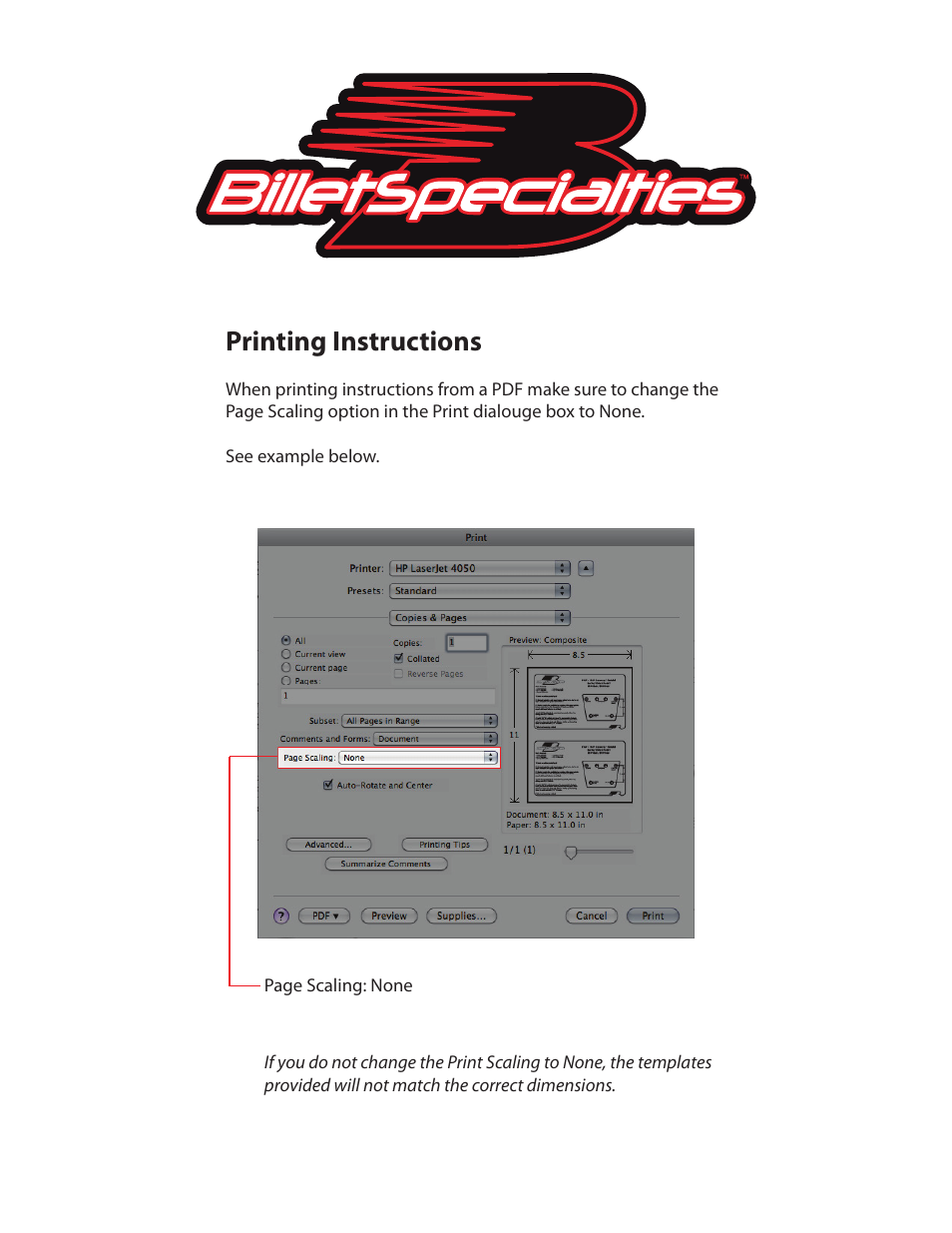 Billet Specialties Brake Pad 199450 User Manual | 2 pages