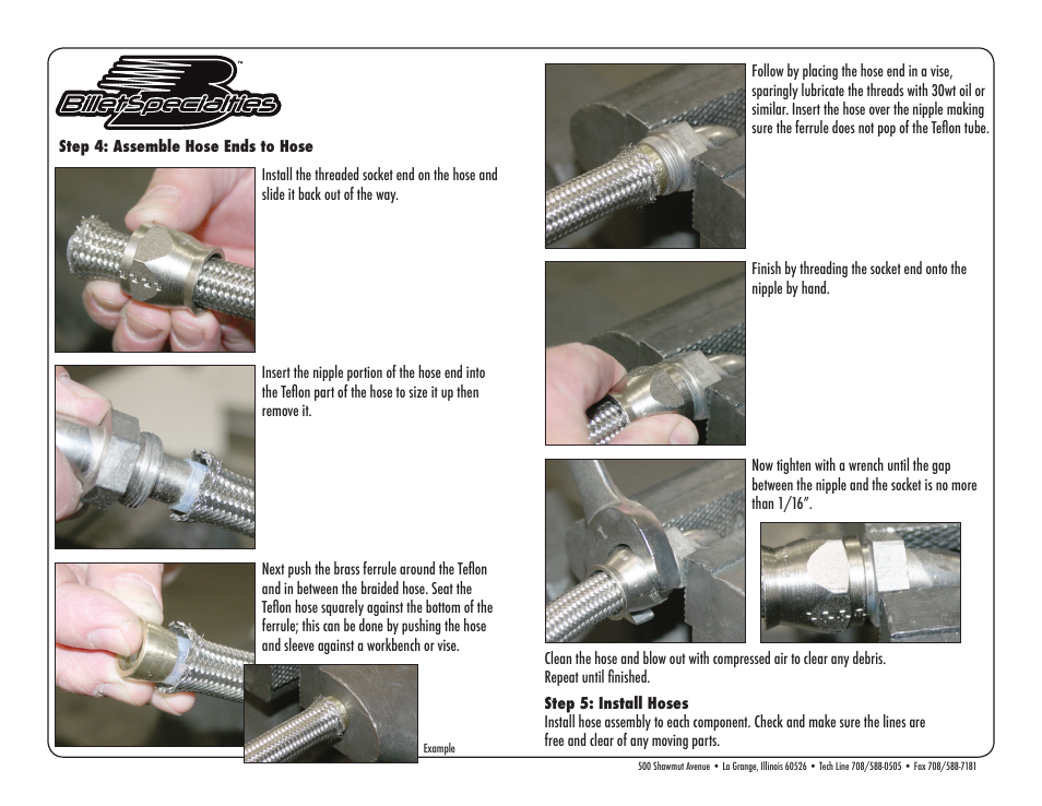 Billet Specialties Power Steering Hose Kit for Remote Reservoir User Manual | Page 3 / 4