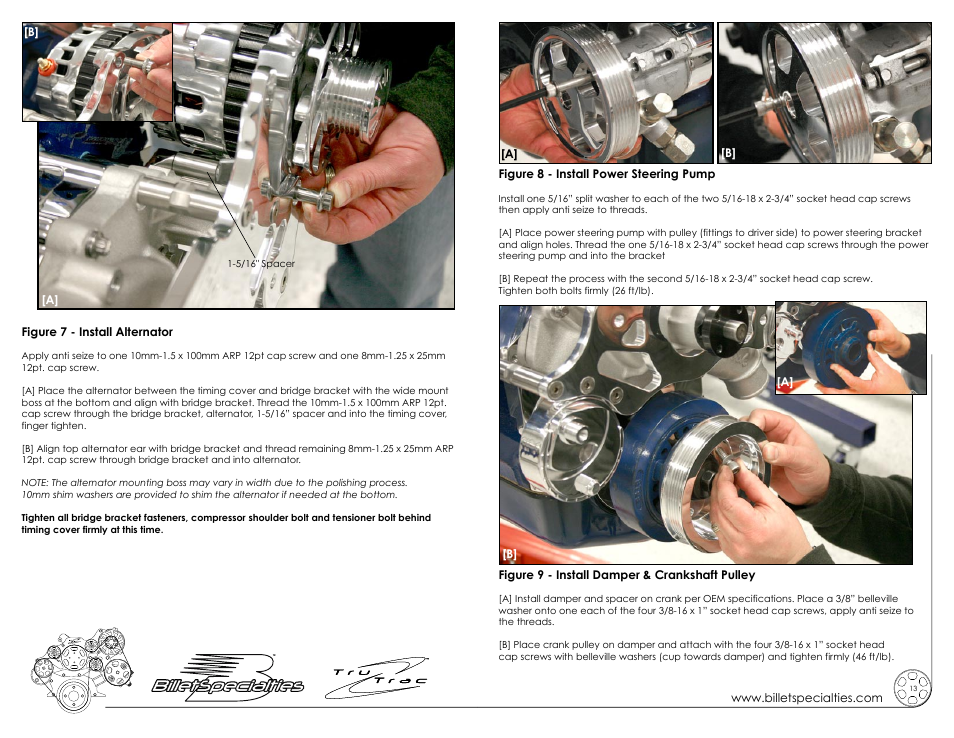 Billet Specialties Premium Tru Trac Serpentine System - Big Block Ford User Manual | Page 7 / 9