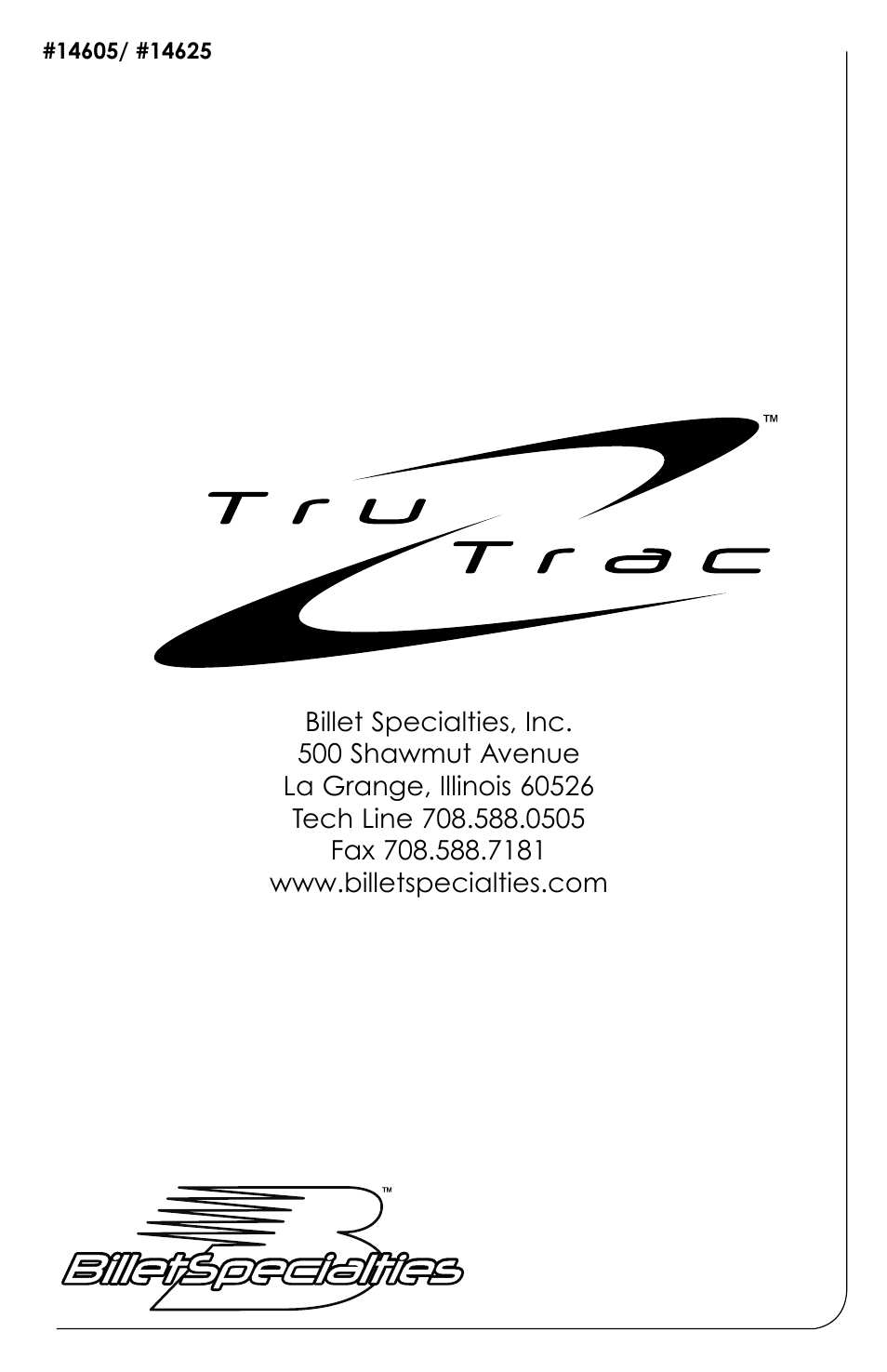 Billet Specialties Premium Tru Trac Serpentine System - Big Block Ford User Manual | Page 9 / 9