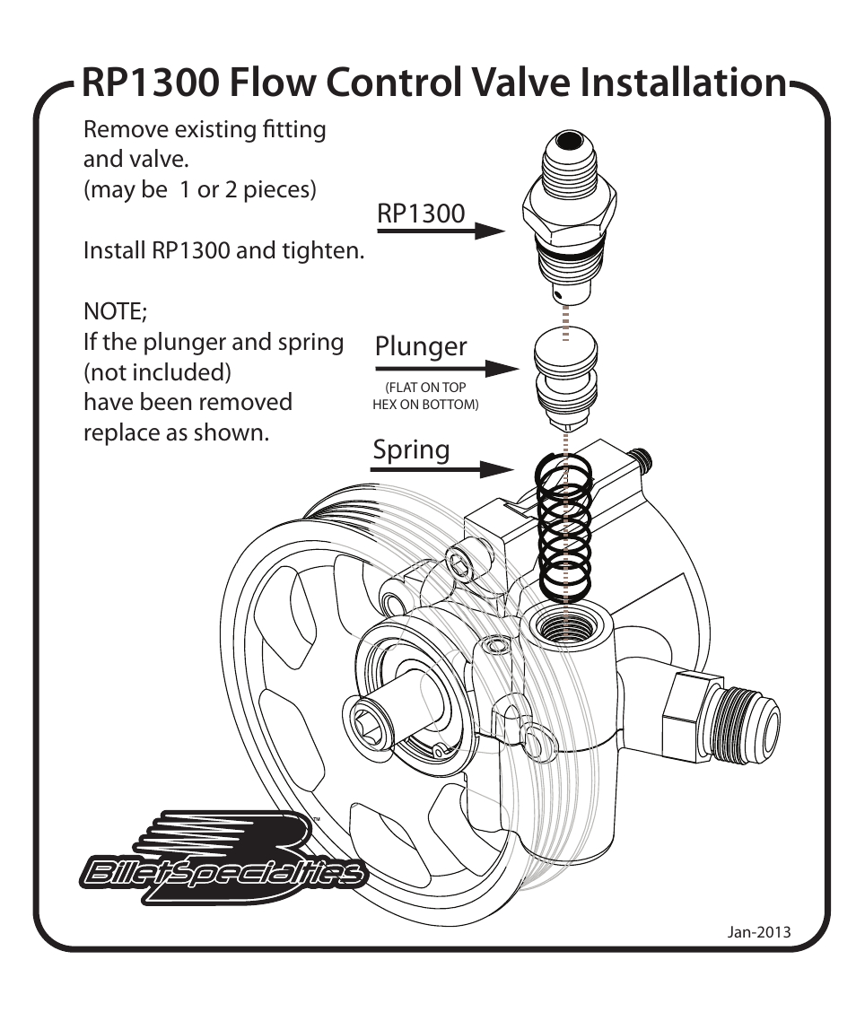 Billet Specialties RP1300 Flow Control User Manual | 1 page