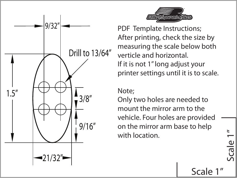 Billet Specialties Profile Mirror Kit - 3" Round Offset User Manual | 1 page