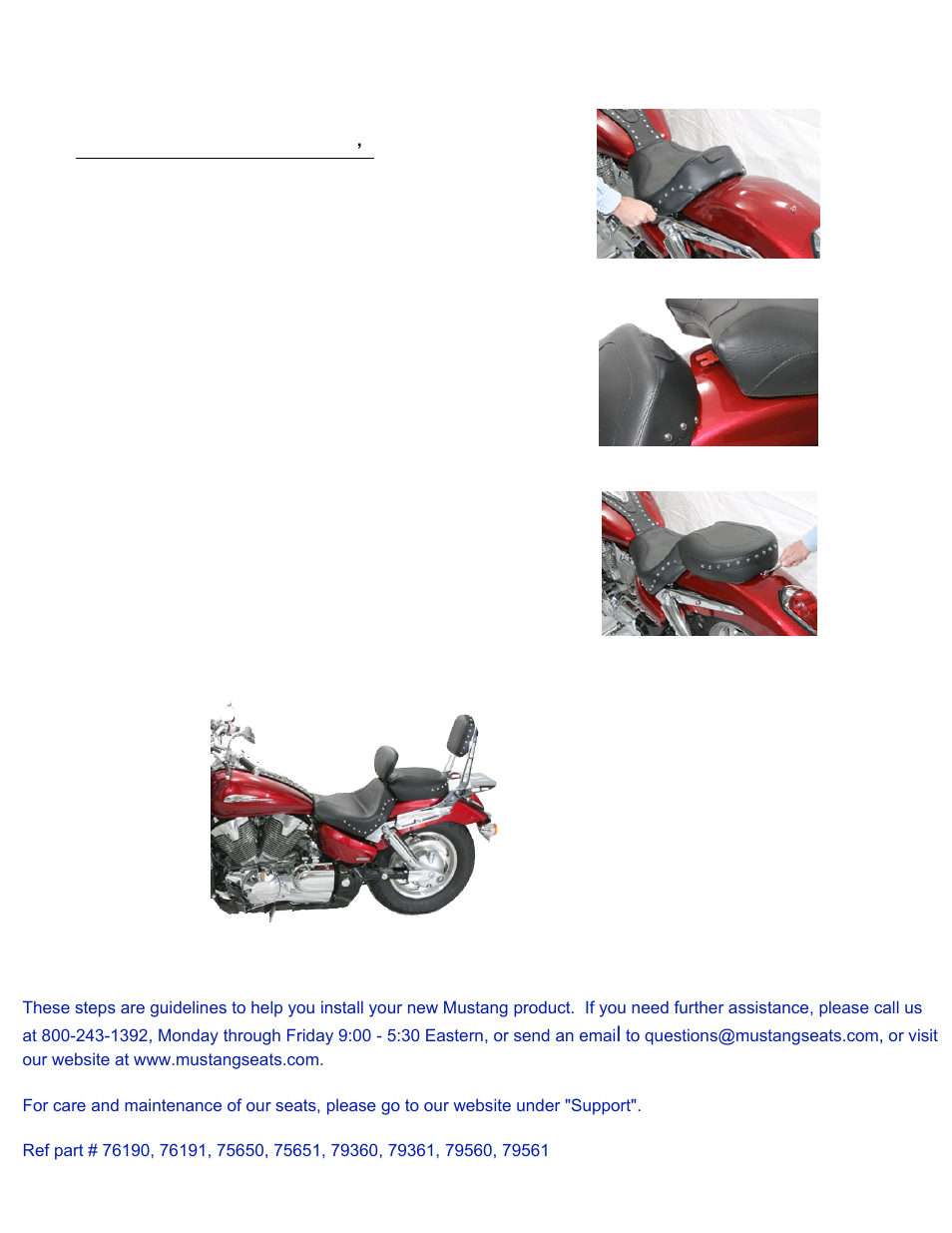 Mustang Motorcycle Seats Sport Touring Two-Piece Studded Seat with Driver Backrest - Honda VTX 1300C User Manual | Page 2 / 2