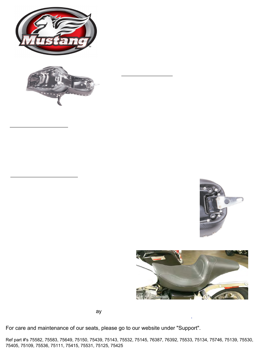 Mustang Motorcycle Seats One-Piece DayTripper Seat - Harley-Davidson Dyna Glide User Manual | 1 page