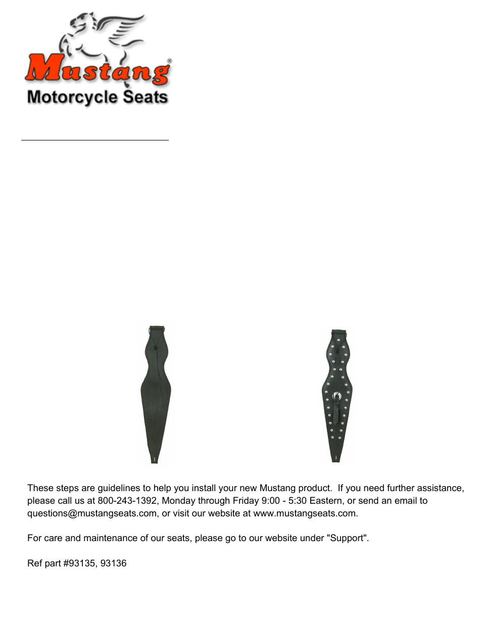 Mustang Motorcycle Seats Studded Tank Bib - Yamaha Virago User Manual | 1 page