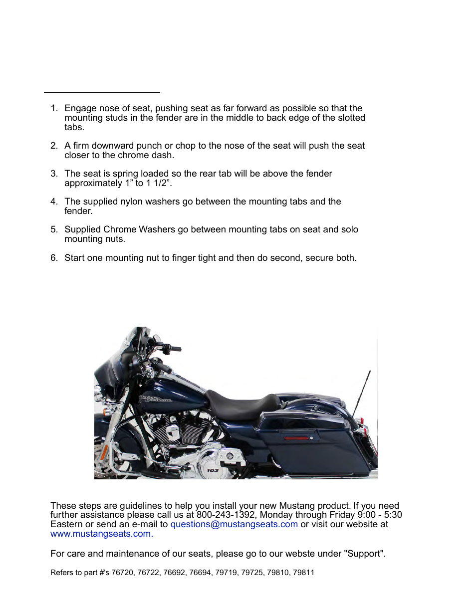 Mustang Motorcycle Seats Harley-Davidson FLHR User Manual | Page 2 / 2