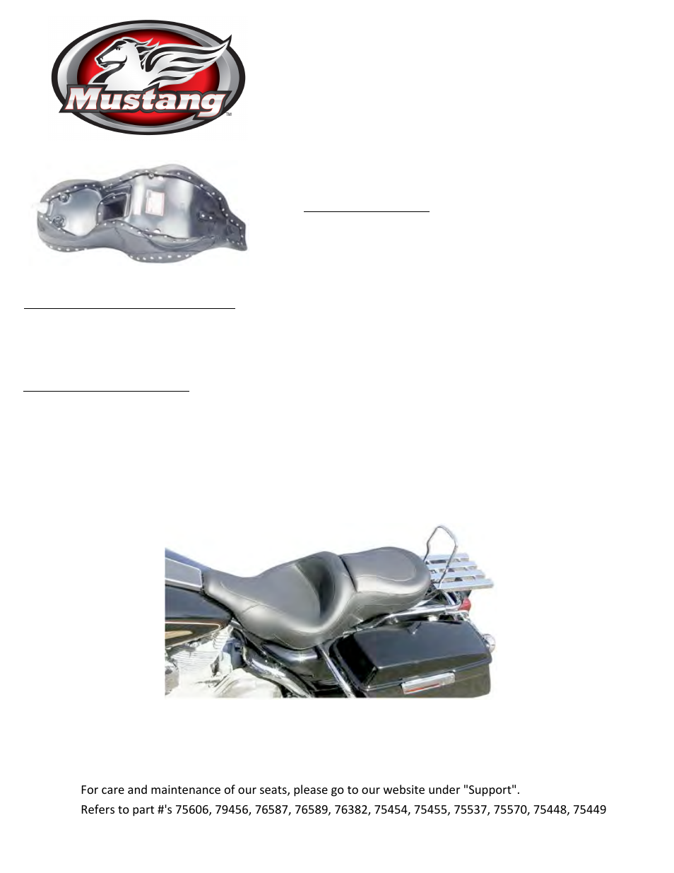 Mustang Motorcycle Seats One-Piece Deluxe DayTripper Seat - Harley-Davidson FLHT User Manual | 1 page