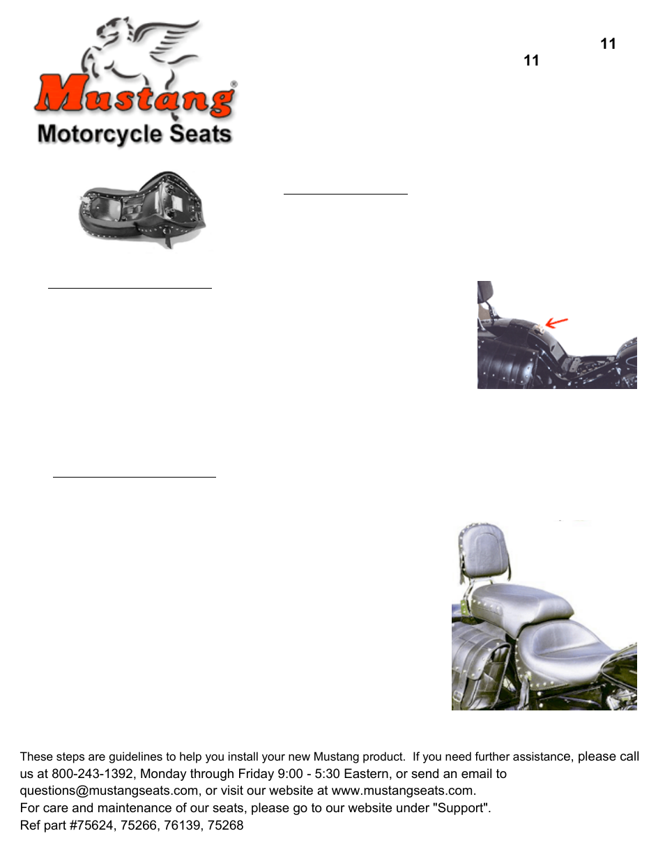 Mustang Motorcycle Seats One-Piece DayTripper Seat Yamaha V-Star 650 Custom, Classic & Silverado User Manual | 1 page