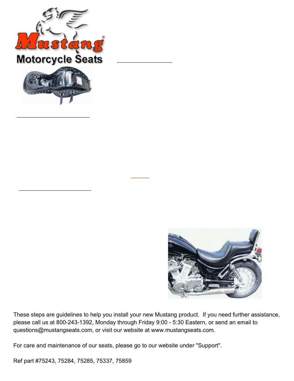 Mustang Motorcycle Seats One-Piece Regal Duke Seat - Suzuki 700__750__800 Intruder User Manual | 1 page