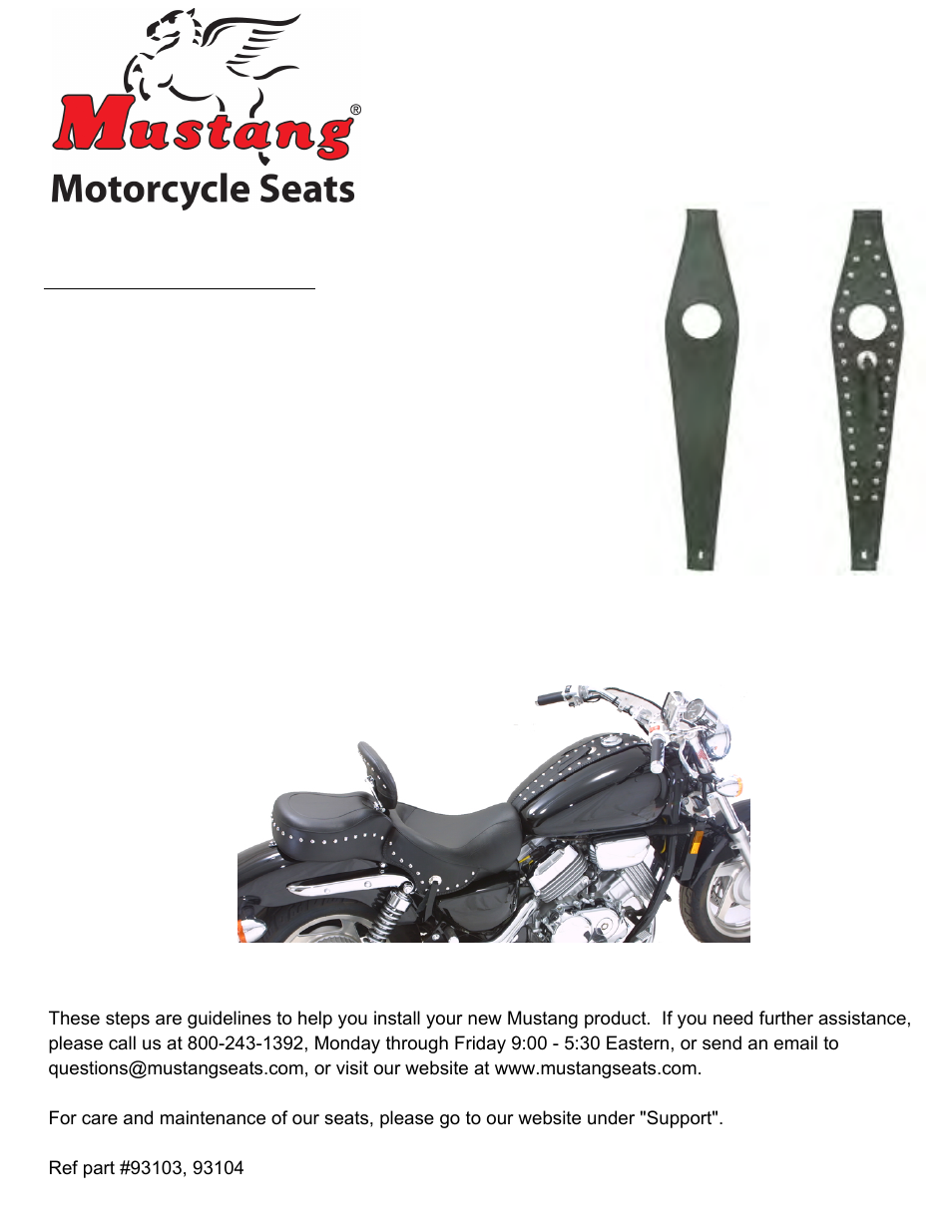 Mustang Motorcycle Seats Studded Tank Bib - Honda VF750 Magna User Manual | 1 page