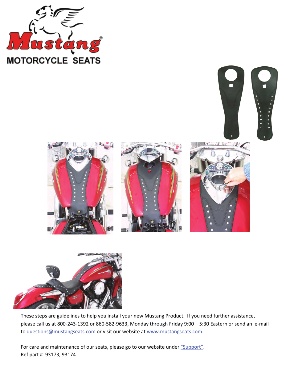 Mustang Motorcycle Seats Studded Tank Bib - Kawasaki Mean Streak & Suzuki Marauder User Manual | 1 page