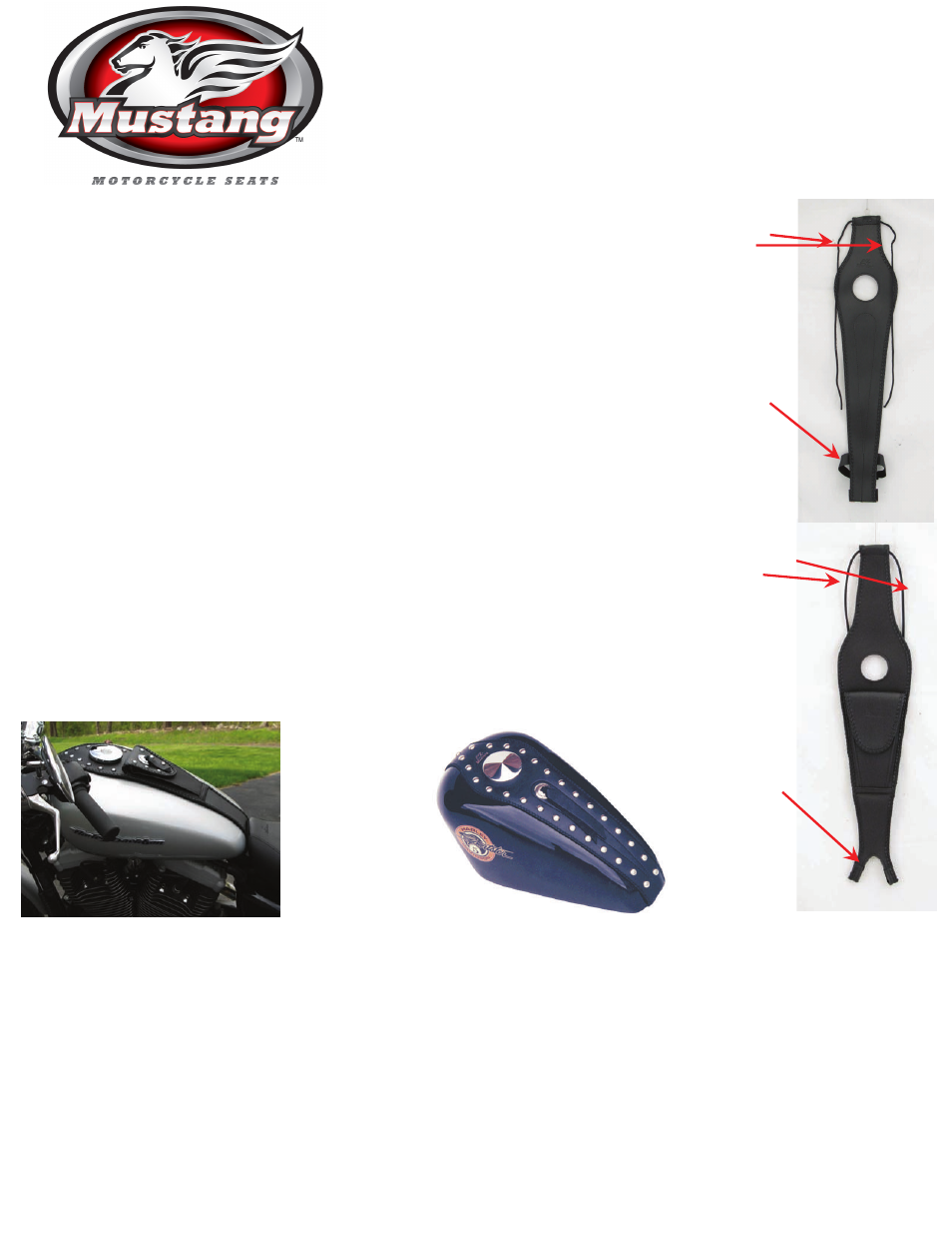 Mustang Motorcycle Seats Studded Pouch Tank Bib for Harley-Davidson XL Sportster with 3.25 User Manual | 1 page